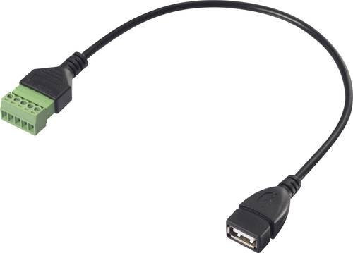 Renkforce USB 2.0 Adapterkabel mit USB-A Buchse und Klemmanschluss, Schwarz, Länge: 30 cm - Bild 1