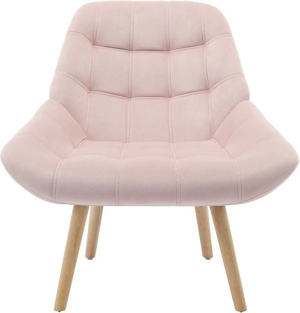 Vente-unique Sessel Luosto mit gerader Rückenlehne und Armlehnen aus Samt in Rosa, Höhe: 87 cm - Bild 1