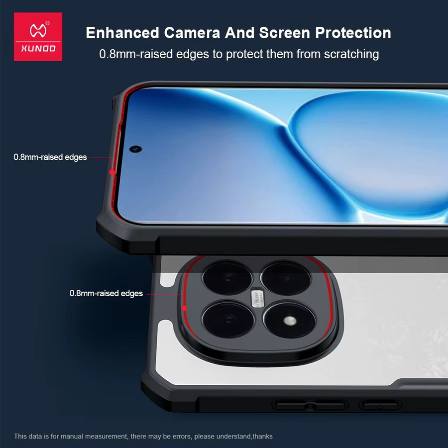 Xundd Schutzhülle für Xiaomi Redmi Note 15 Pro Plus, Note 15 Pro, Note 15 4G und 5G, stoßfeste Airbag Shell Case, transparent/schwarz - Bild 2