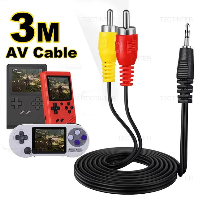 TECTINTER RCA Composite AV-Kabel für GB300, SF2000 und FC Videospielkonsolen, Kupferleitung, Multicolor, Länge: 3 m - Bild 1