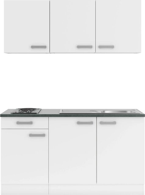 OPTIFIT Oslo214 Miniküche in Weiß mit modernem Design und Melaminbeschichtung, Breite: 150 cm - Bild 1