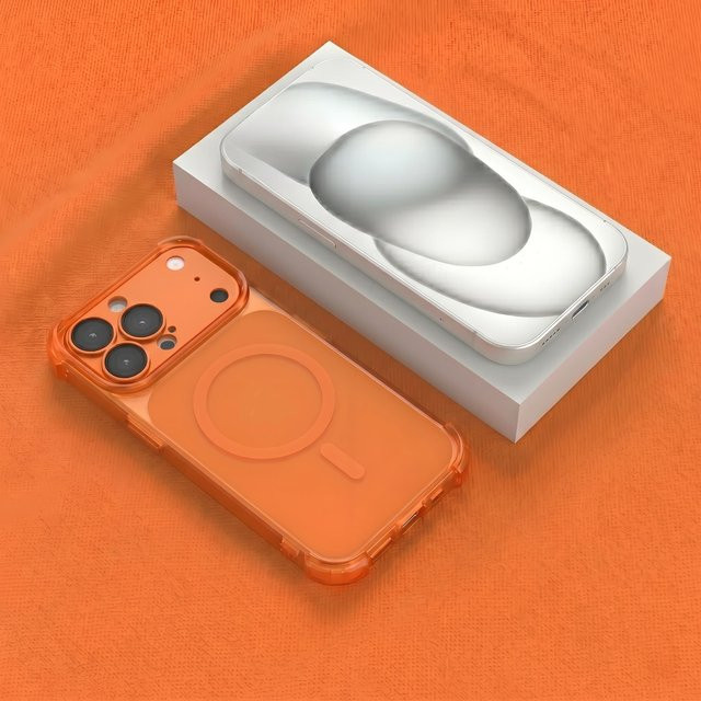 RPKKS 2-in-1 Anti-Sturz-Matte MagSafe Magnetische Handyhülle für iPhone 17 16 15 14 13 Pro Max Stoßfeste Acryl-Rückabdeckung in Orange - Bild 1