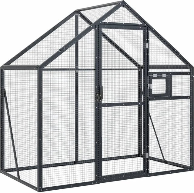 vidaXL Voliere aus Aluminium in Anthrazit mit verzinktem Maschendraht, B/T/H: 179 x 100 x 185 cm - Bild 1