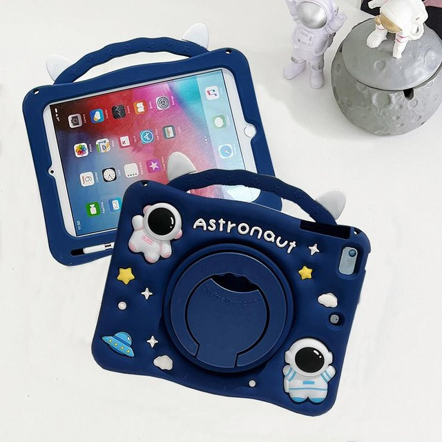 Kinderschutzhülle für iPad in Blau mit Cartoon-Design aus Silikon für iPad Mini und verschiedene iPad Generationen - Bild 1
