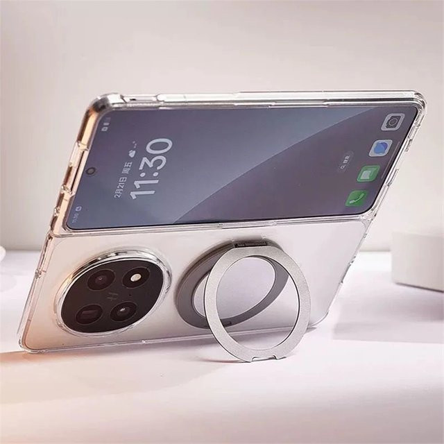 Transparente Magnet-Schutzhülle mit Ring-Ständer für OPPO Find N5 5G - Bild 1