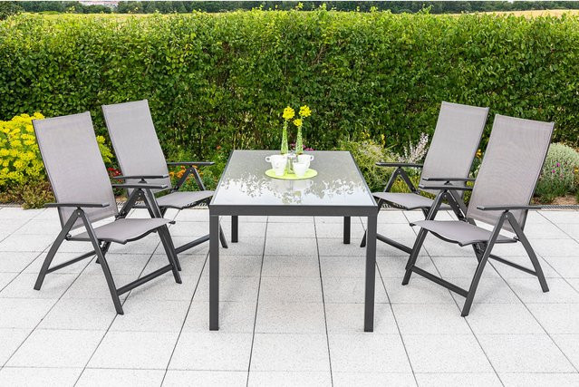 Merxx Vicenza Gartenmöbel Set 5-teilig in Anthrazit und Braun mit rechteckigem Tisch B: 150 cm, T: 90 cm - Bild 1
