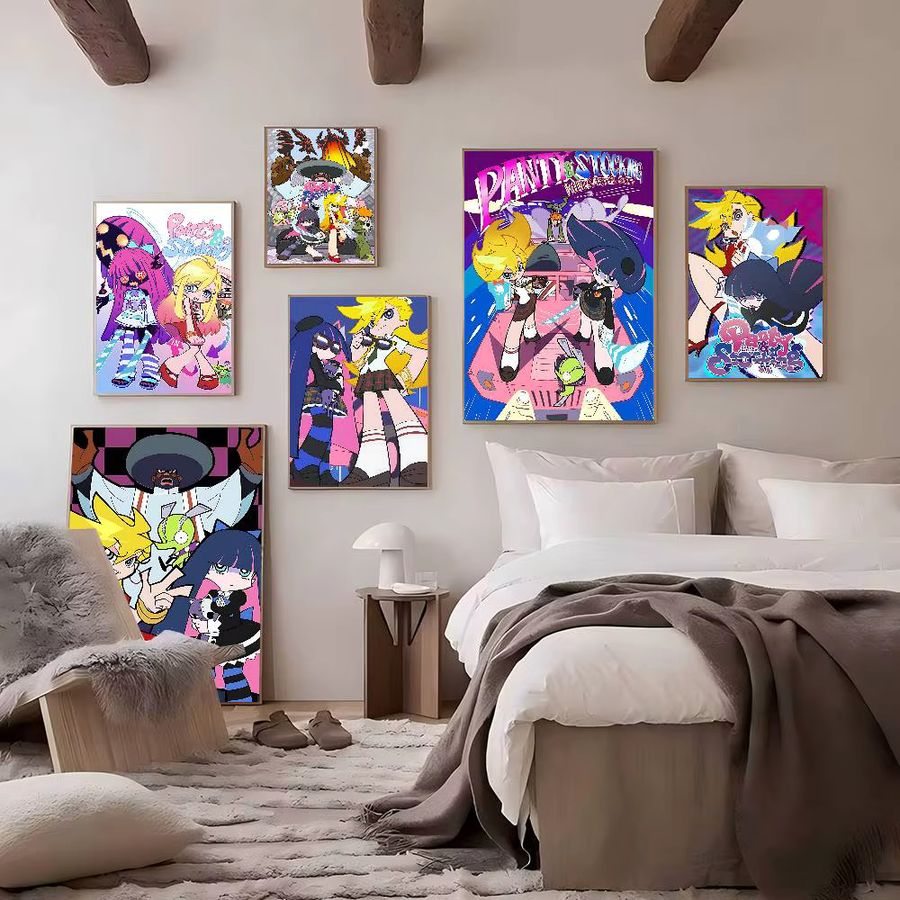 Potdemiel Anime Wandkunst Poster mit Strumpfgürtel und Strümpfen in Multicolor für deine nordische Heimdekoration - Bild 2