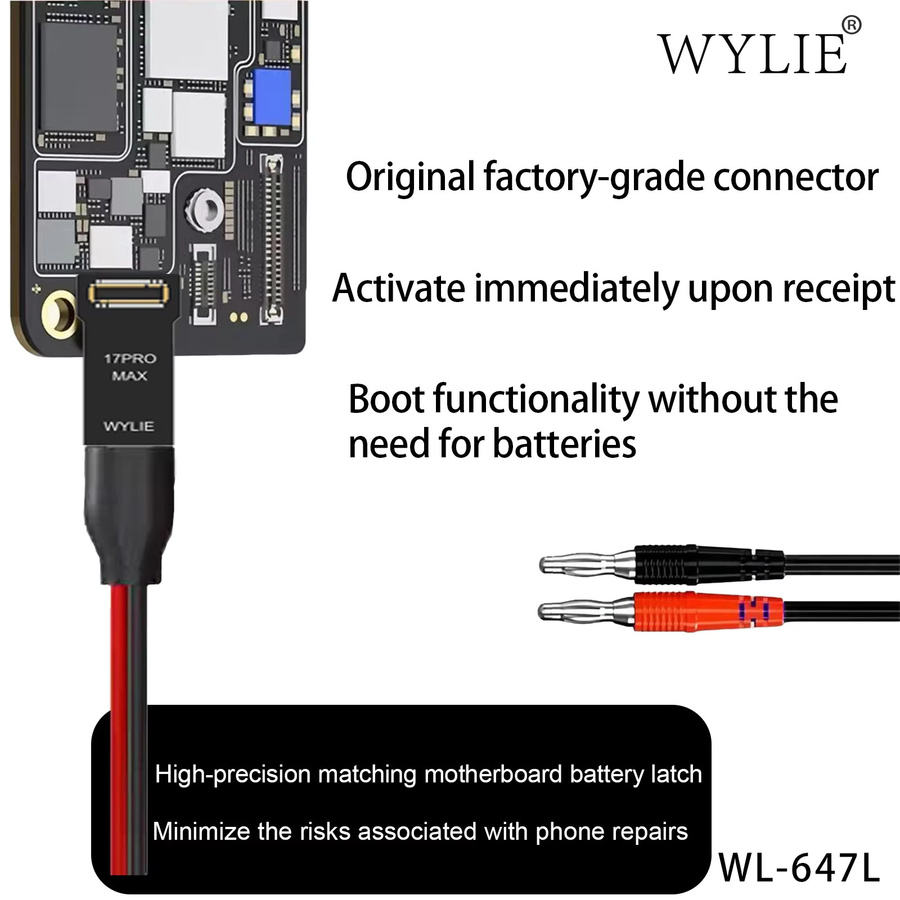 WYLIE WL-647L Boot-Stromkabel für iPhone 6 bis 17 Pro Max, Telefonreparatur-Testkabel mit Originalanschluss - Bild 3