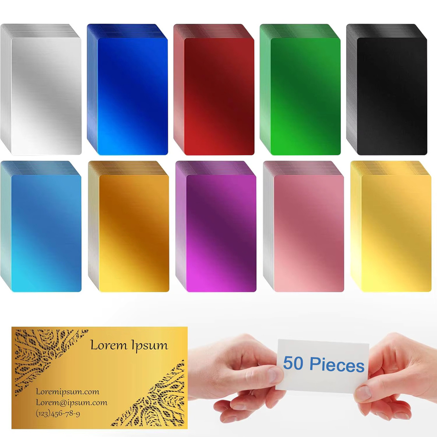 50 Stück farbige Aluminium-Visitenkarten aus Metall für Lasergravur und DIY-Projekte, Mehrfarbig - Bild 2