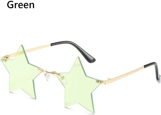 Sternform Sonnenbrille, randlos, grün, Metall, Damen - Bild 1