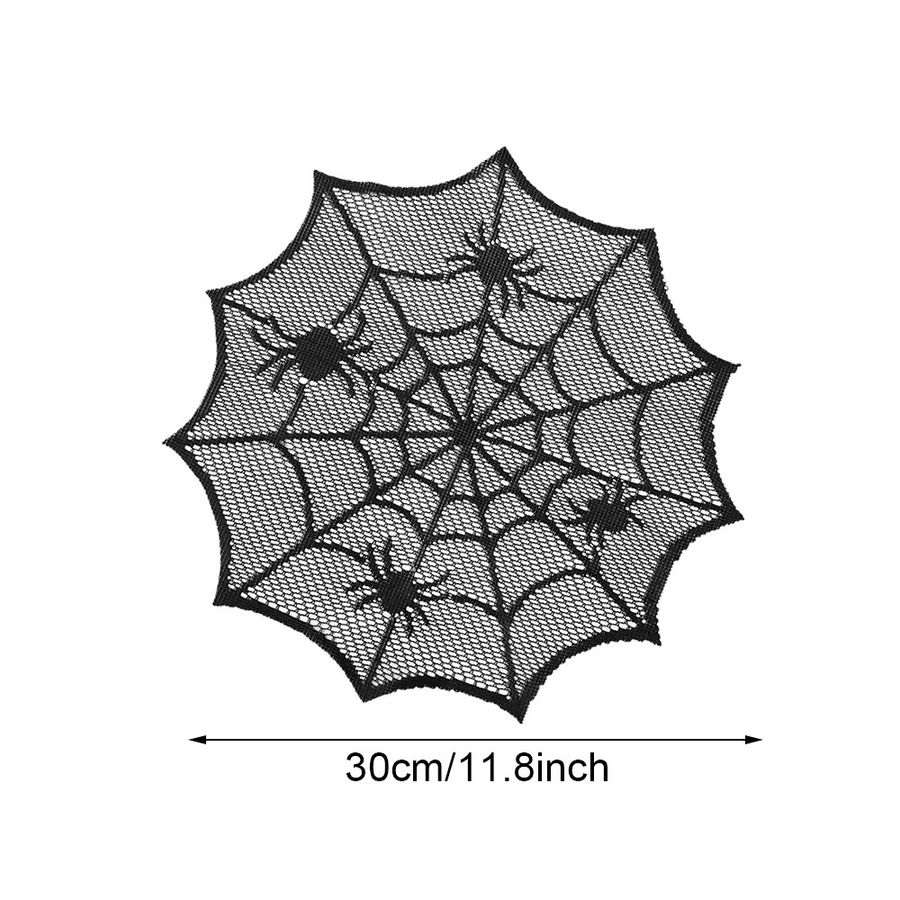 Runtowo Halloween Tischset Spinnennetz in Schwarz wärmeisolierend und ästhetisch - Bild 5