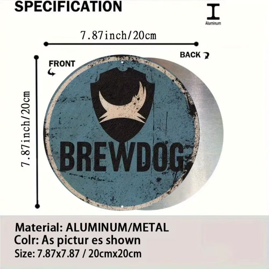Rundes Aluminiumschild BrewDog in Blau mit rustikalem Design für deine Bar-Dekoration - Bild 2