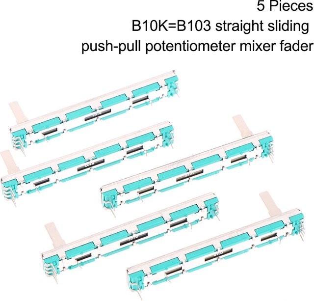 5 Stück B10Kx2 Doppel-Potentiometer 75 mm für Mischer und Fader - Bild 1
