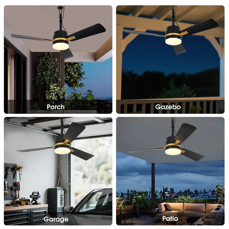 IRALAN LED-Deckenventilator mit Fernbedienung, Schwarz/Gold, Durchmesser: 105 cm - Bild 5