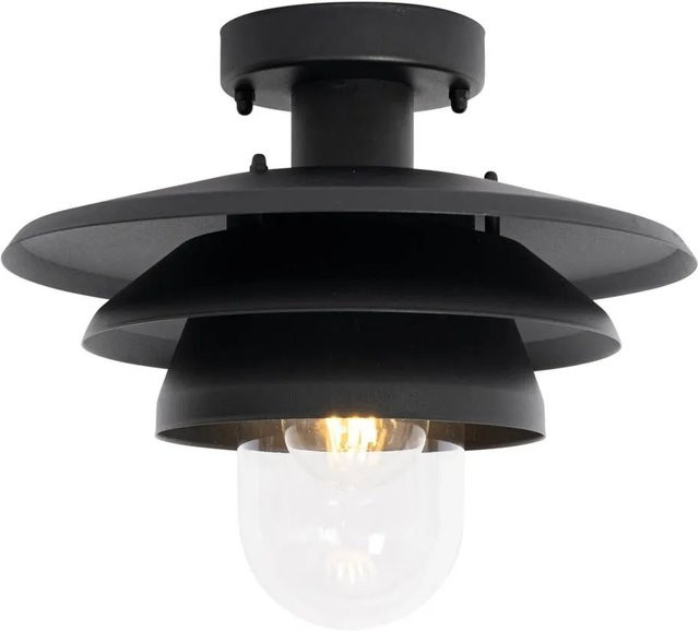 QAZQA Design-Außen-Deckenleuchte Morty in Schwarz aus Stahl, IP44, dimmbar, E27 - Bild 1
