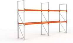 Meta Palettenkomplettregal Multipal Leicht, 3 Ebenen, verzinkt, rotorange, B/T/H: 330,0 x 56,55 x 110,0 cm, bis 500 kg belastbar - Bild 1