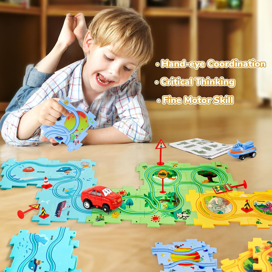 Yiran toy Puzzle Racer Kinder Auto Rennbahn Set Bodenpuzzle - Bild 2