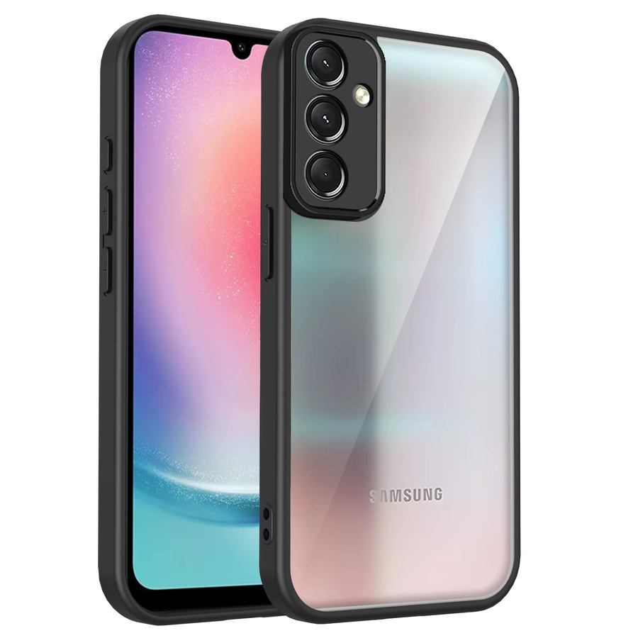 Samsung Galaxy F14 und Galaxy M14 Handyhülle aus Silikon mit Luftpolster und harter Rückseite, Transparent Matt, Purple - Bild 2