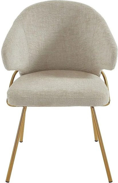 Vente-unique Stuhl Luxiva in Beige im Art Deco Stil aus Stoff und Metall, Breite: 60 cm, Tiefe: 62 cm, Höhe: 85 cm - Bild 1