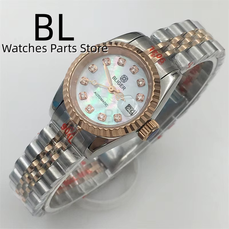 BLIGER Damenuhr, Edelstahl, Diamant, Rosa Perlmutt, 26 mm - Bild 2