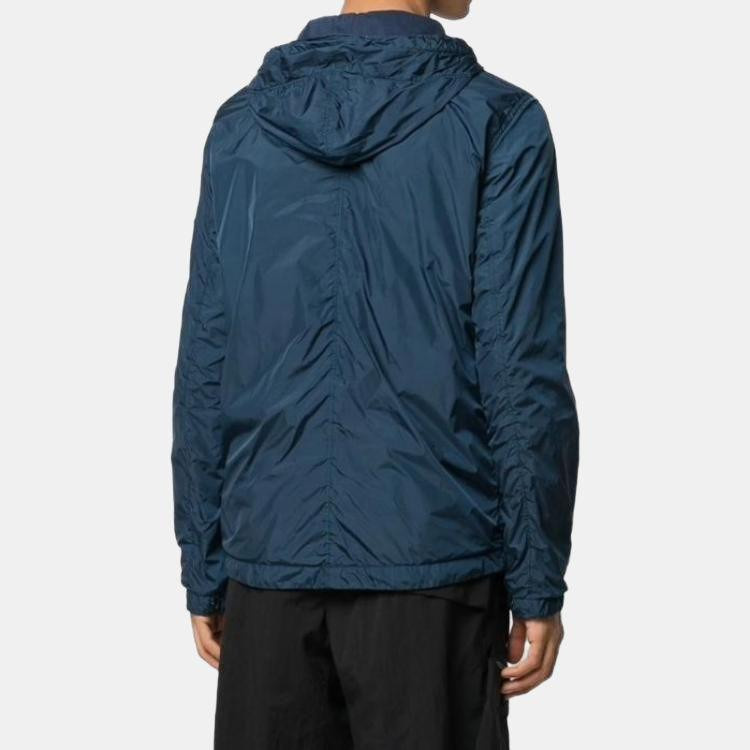 Stone Island Herrenjacke, Kapuze, einfarbig, plissiert, langärmlig, dunkelblau - Bild 3