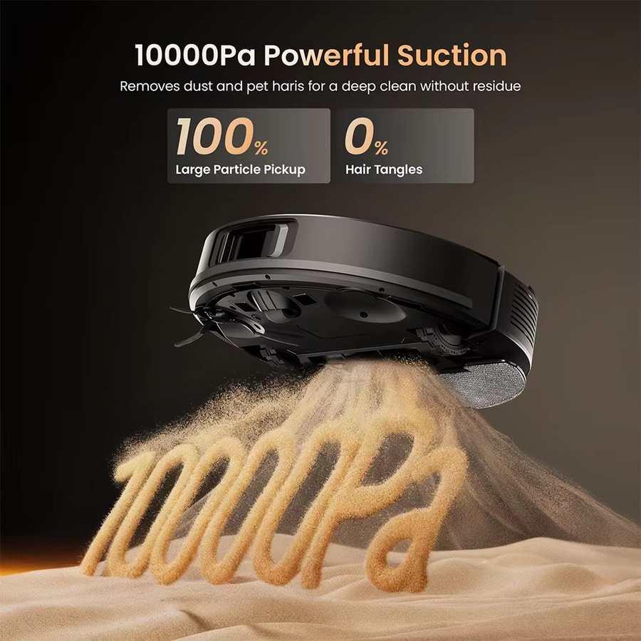 Proscenic Q20 Plus Roboter-Staubsauger mit Wischfunktion und Selbstentleerungsstation, 10000Pa Saugkraft, Schwarz, ideal für Teppiche und Haustiere mit Laser-Navigation - Bild 2