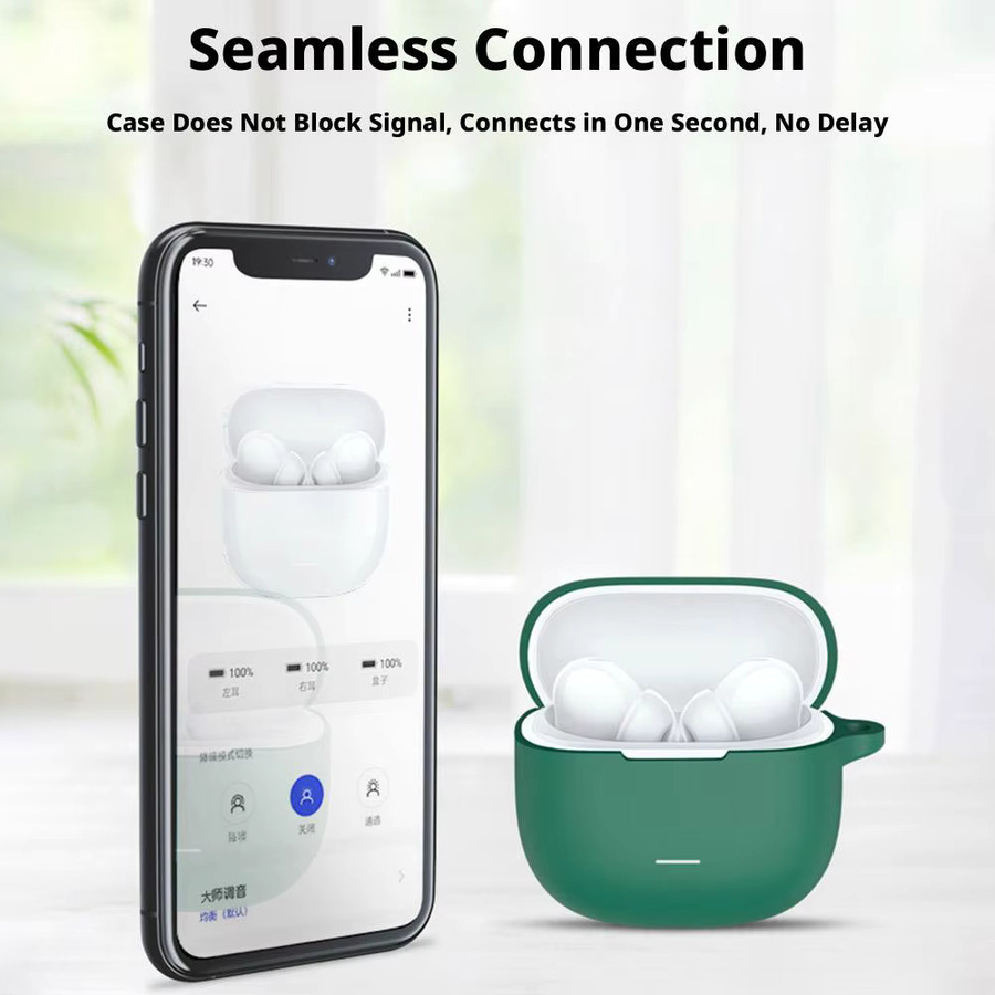 Xiaomi Silikon Schutzhülle für Redmi Buds 8 Lite in Grün mit Karabiner - Bild 6