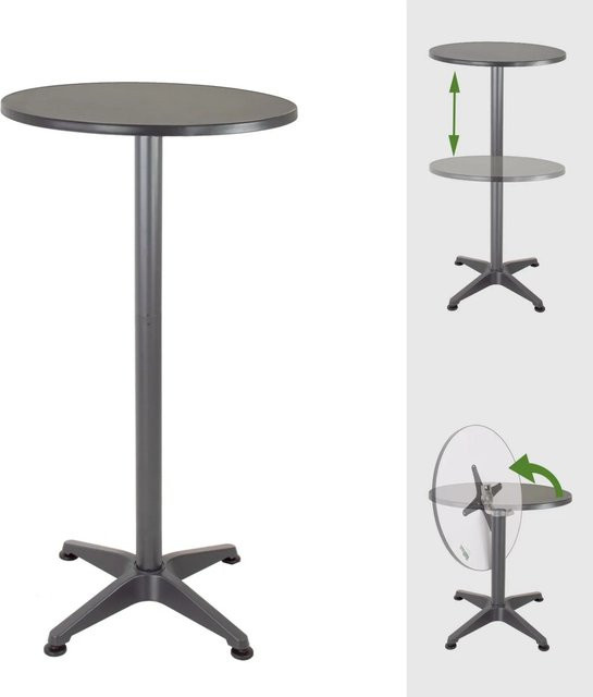 TRUTZHOLM 2in1 Stehtisch höhenverstellbar in Anthrazit mit klappbarer Platte, Durchmesser: 60 cm, Höhe: 70 bis 115 cm - Bild 1