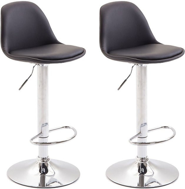 2er Set Barhocker TPFLiving Kilian in Schwarz mit Kunstleder und Metallgestell in Chromoptik - Bild 1
