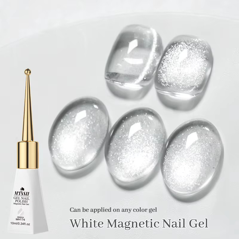 MTSSII Magnetischer Gel-Nagellack, Porzellanweiß, Schimmernd, 10ml - Bild 2