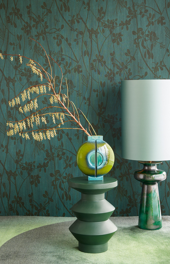 Eijffinger Tapete Emerald in Grün mit Blumen und Zweigen aus Vinyl - Bild 2