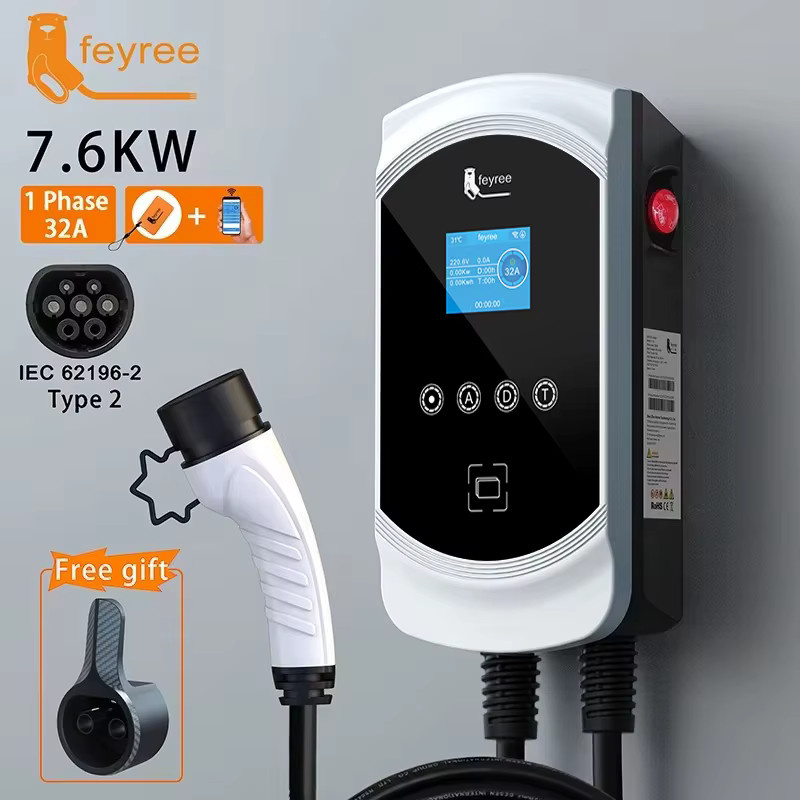 Feyree EV Wallbox Ladegerät 7,6 kW mit App-Steuerung, Type 2 Anschluss, Weiß - Bild 2