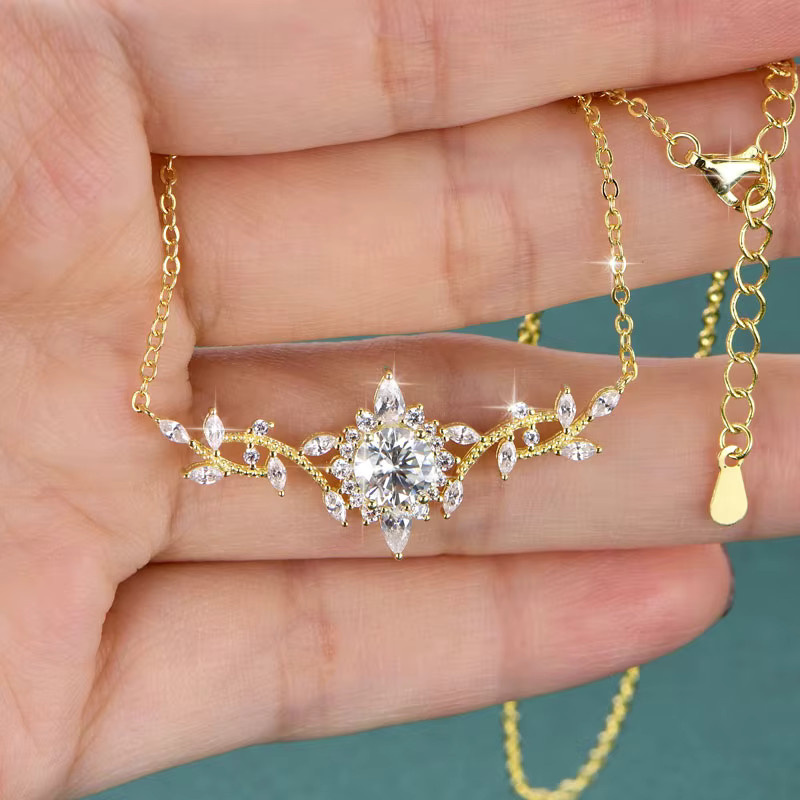 Lnngy Halskette, Moissanit, 14 Karat Gold gefüllt, Damen - Bild 3
