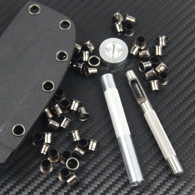 QingGear Ösen-Lochstanzer-Werkzeug-Set in Gunmetal-Finish für DIY Kydex-Scheiden und Holstertaschen mit 6 mm und 7 mm Nietenösen - Bild 1