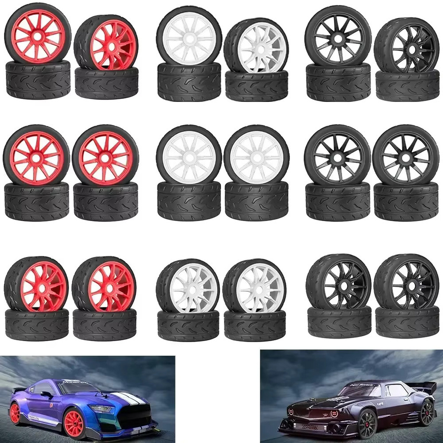 TIMEA Reifen, 4-teiliges Set, 100/107 mm, 17 mm Rad, 1:7, Rot, Gummi - Bild 3
