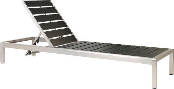 Beliani Gartenliege in Schwarz und Silber aus Kunstholz und Aluminium, B/T/H: 198 x 64 x 29 cm