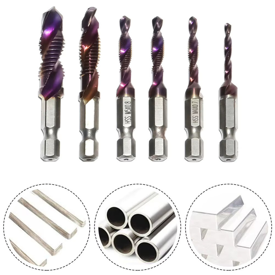 Vibratite HSS Gewindebohrer Set M3-M10 mit Senker und Entgratungsbits, Metrischer Kombinationsbit 1/4 Zoll Schnellwechsel-Sechskant - Bild 3
