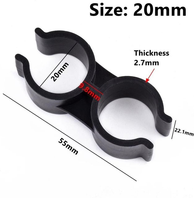 6 Stück Doppel-U-Rohrschelle von shichenju aus schwarzem Nylon für Wasserrohre 20 mm und 25 mm - Bild 1