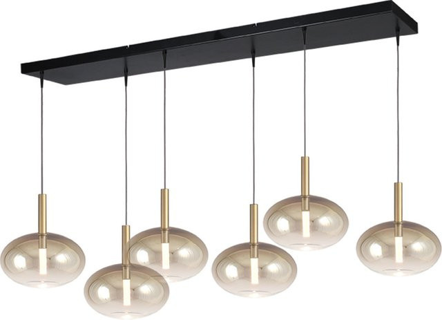 Masterlight Lido LED-Pendelleuchte 6-flammig in Gold mit ovalen Glaselementen - Bild 1