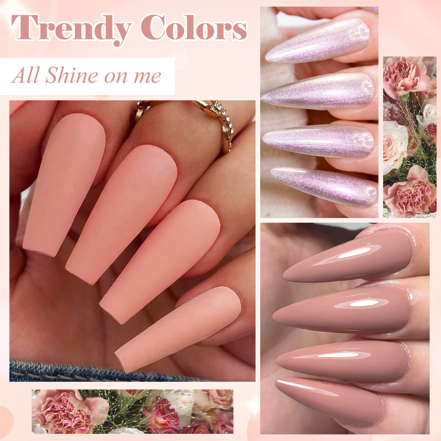MEET ACROSS Gel-Nagellack-Set, 6 Farben, Nude, Glänzend, Unisex - Bild 4
