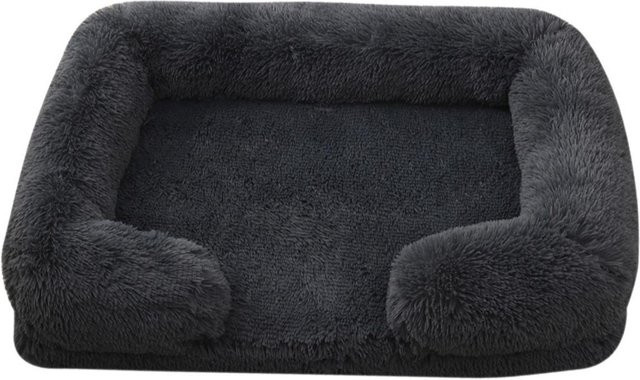 Quadratisches Hundebett aus Plüsch mit abnehmbarer Matte für Hunde und Katzen, B/T/H: 45 x 40 x 12 cm - Bild 1