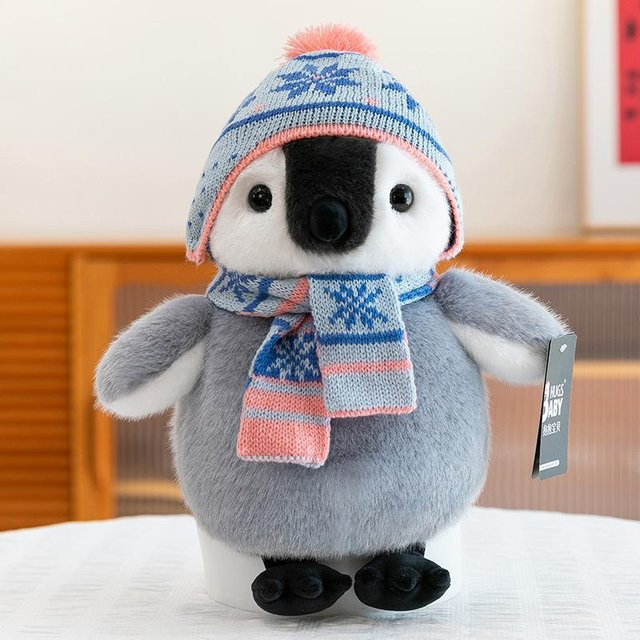 Pinguin Plüschtier, Schal Mütze, 15cm - Bild 1