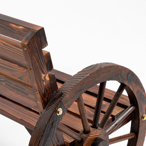 Outsunny Gartenbank 2-Sitzer aus Tannenholz im Landhausstil mit Wagenrad-Armlehnen, Braun, B/T/H: 105,5 x 56 x 79 cm - Bild 7