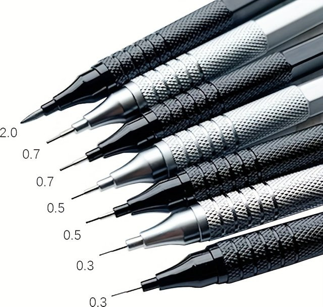 JOMPENS Metall Druckbleistift für Kunst und Büro in Silber oder Schwarz mit 0,3 mm bis 2,0 mm Minenstärke - Bild 1