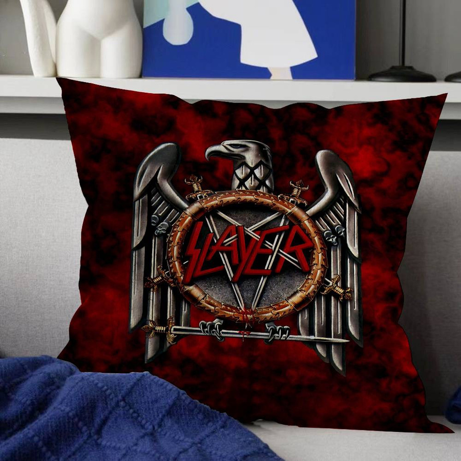 S-Slayer Heavy Metal Band Kissenbezug aus Peach Skin für Sofa und Wohnzimmer, B/H: 18 x 18 cm - Bild 2