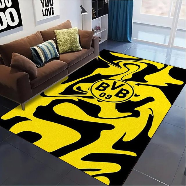 NuanSue Home BVB FC Teppich Gelb, rutschfeste und waschbare Bodenmatte aus Polyester für Wohnzimmer, Schlafzimmer oder Kinderzimmer, B/T: 100 x 120 cm - Bild 1