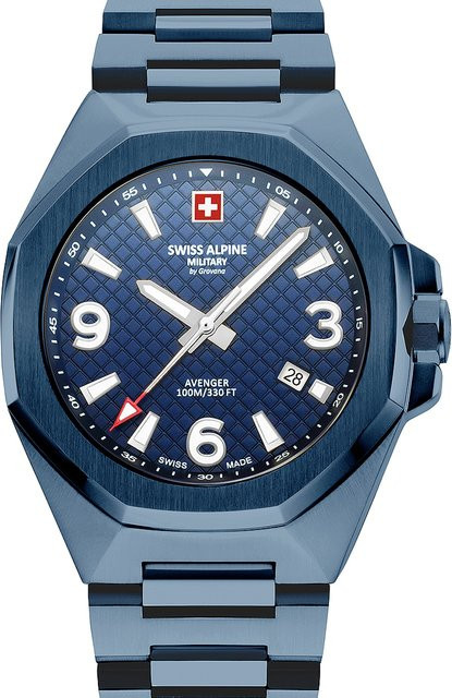 Swiss Alpine Military Herrenuhr, Quarz, Edelstahl, Blau, 42 mm, 10 ATM - Bild 1