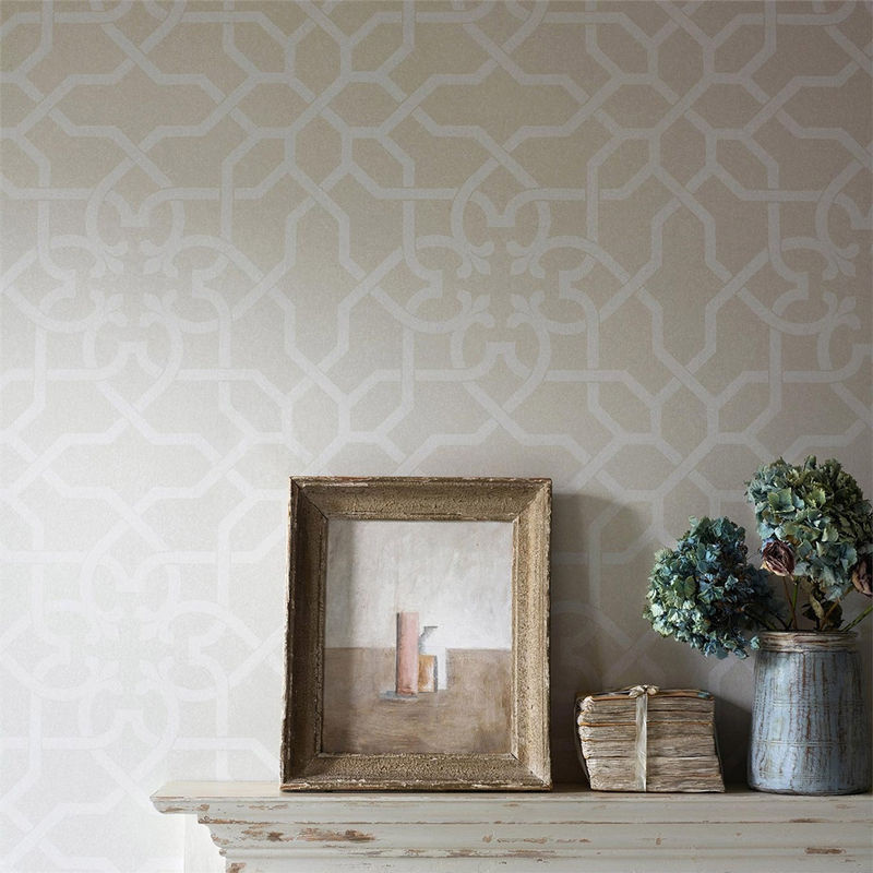 Sanderson Tapete Mawton in Chalk/Ivory mit geometrischem Abstract-Design und klassischem Muster als Non-Woven Rolle in Weiß und Beige - Bild 2