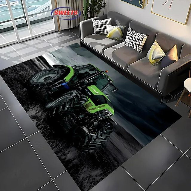 AISILK MOON Traktor-Musterteppich aus Polyester, rutschfest und mehrfarbig, B/T: 40 x 60 cm - Bild 1