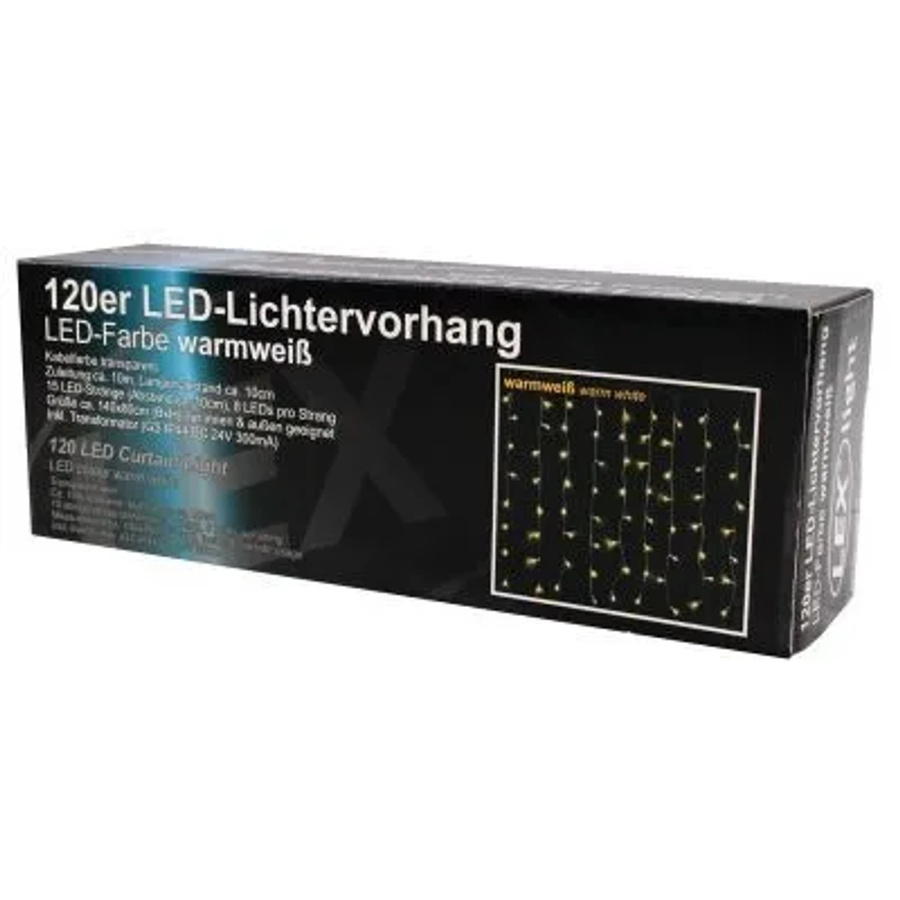 Lex LED Lichtervorhang Weihnachtsbeleuchtung mit 120 LEDs in Warmweiß für Innen und Außen - Bild 2